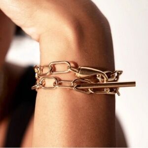 Loren Stewart X Curateur Double Wrap Gold Chain Link Toggle Bracelet or Choker